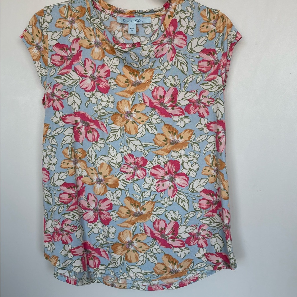 Blue Sol Floral Short Sleeve Women's Top